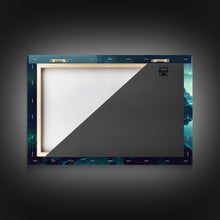Cargar imagen en el visor de la galería, Bioluminescent glowing river, cool nature watercolor art, framed canvas print
