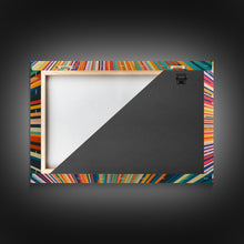 Load image into Gallery viewer, MCM Mid Century Modern Retro Canvas Print Mid Century Wall Art Large Wall Art Geometric Art in Teal Coral and Yellow "Light Speed Tunnel"
