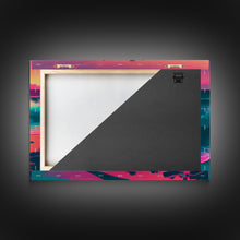 Load image into Gallery viewer, Sea turtle fighting the waves, framed canvas art, synthwave, vaporwave, animal prints
