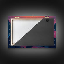 Carregar imagem no visualizador da galeria, A stork standing in a calm lake at sunset, framed canvas print
