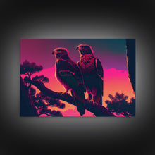 Load image into Gallery viewer, Hawks on a branch, birds of prey, framed canvas print
