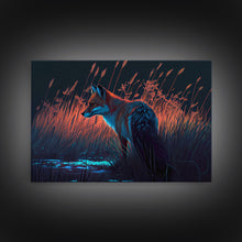 Carregar imagem no visualizador da galeria, Cute animal prints, fox hunting in the tall grass, framed canvas print
