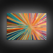 Load image into Gallery viewer, MCM Mid Century Modern Retro Canvas Print Mid Century Wall Art Large Wall Art Geometric Art in Teal Coral and Yellow "Light Speed Tunnel"
