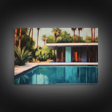 Load image into Gallery viewer, The Pool House, Mid Century Modern Decor, Framed Wall Art, Architectural Print, Retro Art, Swimming Pool Art, Framed Painting
