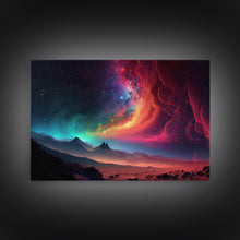 Cargar imagen en el visor de la galería, Colorful Galaxy Full of Stars, Framed Canvas Print, Unique Wall Art, Large Format Art, Retro Synthwave Style Space Art
