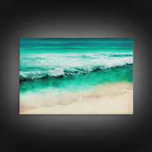Carregar imagem no visualizador da galeria, Canvas Print, Painting of Emerald Green Waves, Framed Canvas Art, whimsical ocean art, framed wall art
