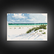 Load image into Gallery viewer, framed ocean art canvas, beach wall art, framed wall art, living room wall decor, abstract landscape art, framed canvas print
