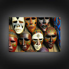 Carregar imagem no visualizador da galeria, African Traditional Masks Framed Canvas Wall Art | Canvas Print Decor for Home &amp; Office Decoration I Ready To Hang Canvas
