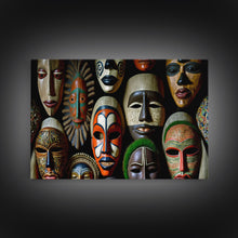 Carregar imagem no visualizador da galeria, African Traditional Masks Framed Canvas Wall Art | Canvas Print Decor for Home &amp; Office Decoration I Ready To Hang Canvas
