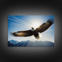 Carregar imagem no visualizador da galeria, Bald Eagle in a Mountain Clouds Canvas Wall Art Design, Framed Canvas Print Decor for Home &amp; Office Decoration, CANVAS READY to Hang
