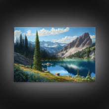 Carregar imagem no visualizador da galeria, Calm and Serene Landscape Painting, Framed Canvas Print, Canvas Art, Framed wall decor, living room wall art, Pine Tree Lake
