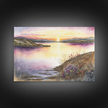 Cargar imagen en el visor de la galería, Flower Watercolor Painting, Beautiful thin brush stroke watercolor landscape, framed canvas print, living room art
