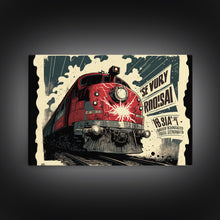Load image into Gallery viewer, Fictional Soviet Propaganda Train Poster, Framed Canvas Print, Large Wall Art, USSR Art
