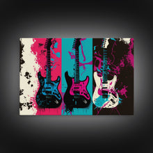 Load image into Gallery viewer, Electric Guitar Graffiti Punk Pop Art, Instrument Drawings, Framed Canvas Print, Pop Art, Splatter Art, Large Living Room Wall Decorr
