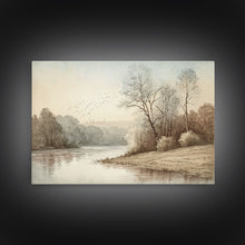 Load image into Gallery viewer, Farmhouse Wall Art, Retro / Vintage Style Landscape, Framed Canvas Print, Boho Style Minimalist Art, Framed Wall Art
