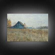 Carregar imagem no visualizador da galeria, Beautiful Folk Art Canvas, Primitive / Rustic Wall Art, Old Barn Original Art Painting, Kitchen Or Living Room Rustic Decor
