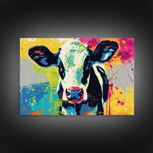Load image into Gallery viewer, Cow Wall Art, Cow Print, Cow Wallhanging, Farmhouse Decor, Country Western Decor, Cow Lover Gift, Framed Canvas Print Or Metal Art Print

