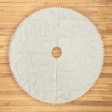 Load image into Gallery viewer, Cream Colored Pom Pom Christmas Tree Skirt
