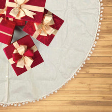Load image into Gallery viewer, Cream Colored Pom Pom Christmas Tree Skirt
