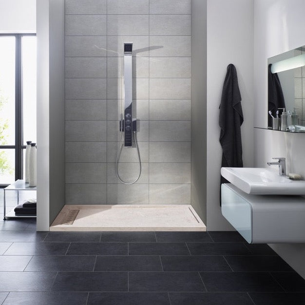 Cream Royal Marble Rectangular Shower Base Hand-carved from Solid Marble Block (W)16