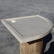 Load image into Gallery viewer, Cream Royal Marble Corner Shower Base Hand-carved from Solid Marble Block (W)36&quot; (L)36&quot; (H)2&quot; Honed
