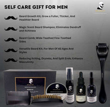 Load image into Gallery viewer, SELZALOT Beard Growth Kit Facial Hairs Men&#39;s Grooming Set 7 Pieces Beard Products with Oil, Serum, Balm, Shampoo, Comb, Brush and Hand Beard Care Kit for Men Men Self Care
