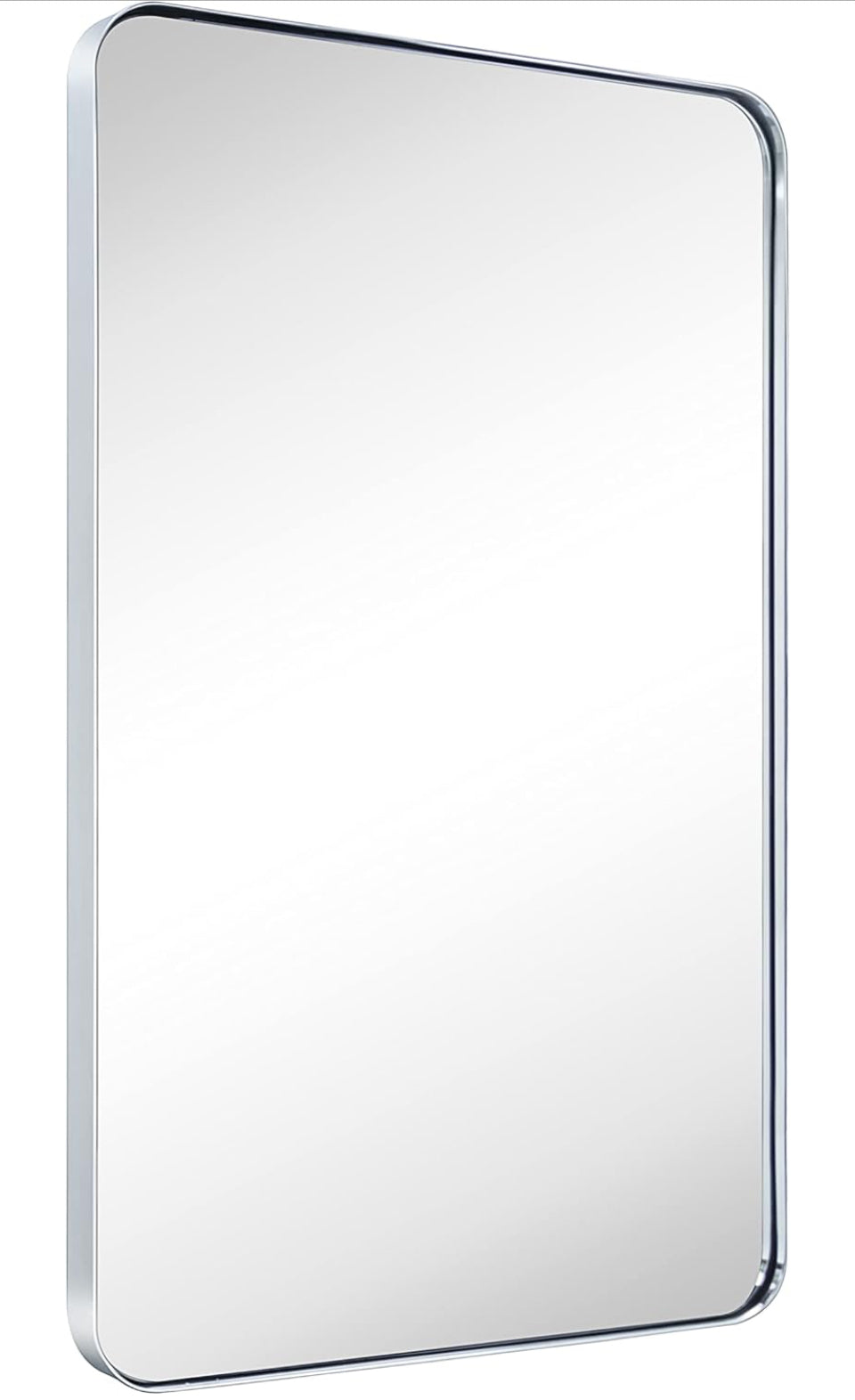 GRACTO 20x30 inch Chrome Stainless Steel Metal Framed Bathroom Mirror Wall Mounted Rounded Rectangular Bathroom Vanity Mirror
