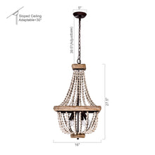 Cargar imagen en el visor de la galería, Regas 4-Light Wood Bead Candle Style Chandelier
