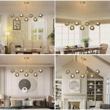 Load image into Gallery viewer, KCO Lighting Mid Century Modern Globe Sputnik Chandelier Gold Brass Pendant Hanging Light Fixture with Smoke Grey Glass Globe 7-Light Pendant Lighting for Kitchen Island Dining Living Room
