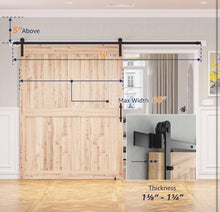 Load image into Gallery viewer, SMARTSTANDARD 10 FT Heavy Duty Sturdy Sliding Barn Door Hardware Kit, Black, (Whole Set includes 1x Pull Handle Set &amp; 1x Floor Guide) Fit 60&quot; Wide Door

