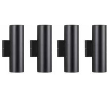 Carregar imagem no visualizador da galeria, Aluminum 12- Watt Equivalent Integrated LED Black Cylinder Wall Sconce Indoor/Outdoor Wall Pack Light, 2700K (4-Pack
