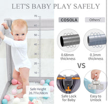 Load image into Gallery viewer, COSOLA Baby Playpen for Toddlers, Foldable Playpen Safe Anti-Fall Play Yard, Visible Mesh Play Pen with Zipper Gate, Baby Fence Play Area with Pull-up
