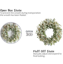 Load image into Gallery viewer, 24 Inch Summer Spring Ivory Flowers Wreath for Front Door, Everyday Lamb Ears Leaves Wreath with White Artificial Flower for Indoor and Outdoor, Rusti
