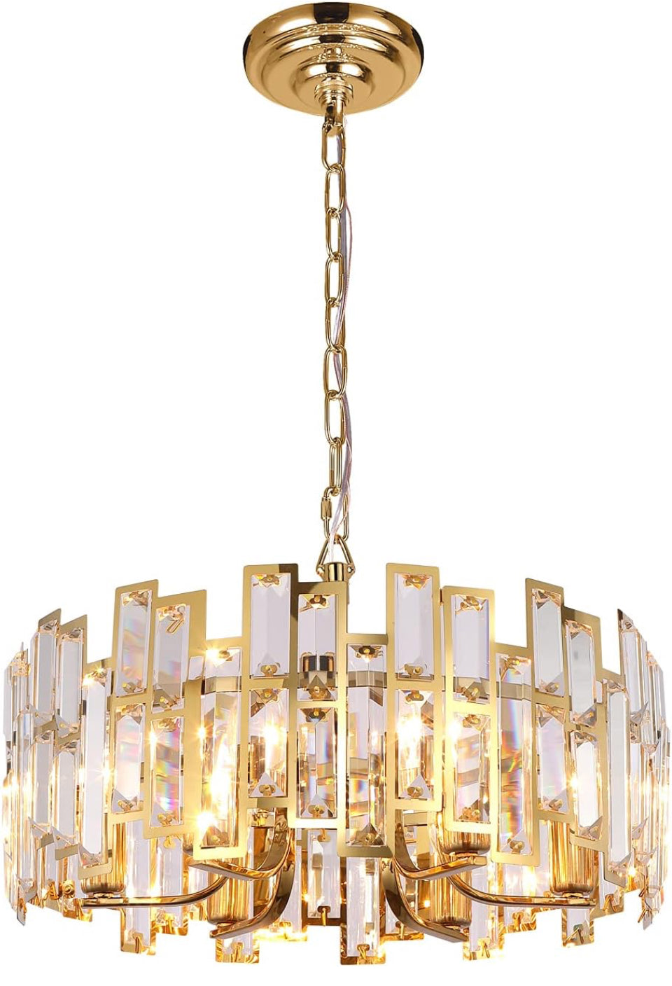 Akeelighting Gold Chandeliers Lighting Modern Crystal Chandelier 6 Light Contemporary Girls Bedroom Dining Room Ceiling Hanging Pendant Chandelier Lighting Fixture