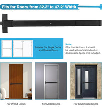 Load image into Gallery viewer, IRONWALLS Door Push Bar Panic Exit Device Aluminum with Handle Lever, Black 32&quot; Commercial Push Panic Bars for Emergency Exit Doors, Heavy Duty Panic
