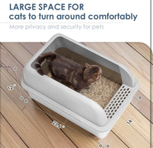 Load image into Gallery viewer, Suzzipaws Enclosed Stainless Steel Cat Litter Box with Lid Extra Large Litter Box for Big Cats XL Metal Litter Pan Tray with High Wall Sides Enclosure
