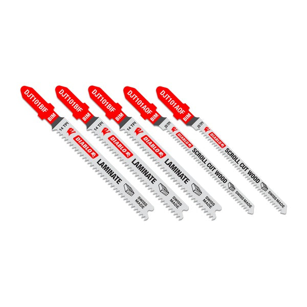 Diablo DJT505 5 pc Bi-Metal T-Shank Jig Saw Blade Set for Laminate Cutting (5-Piece)