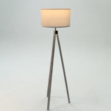 Load image into Gallery viewer, Rustic White Wood Tripod Floor Lamp
