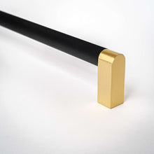 Load image into Gallery viewer, Bold, Black &amp; Gold Knurled Solid Brass Appliance Pulls
