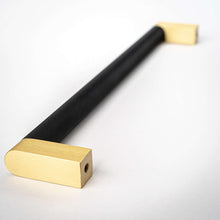 Load image into Gallery viewer, Bold, Black &amp; Gold Knurled Solid Brass Appliance Pulls
