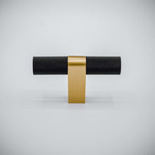 Load image into Gallery viewer, Bold, Black &amp; Gold Knurled Solid Brass Knob
