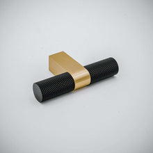 Load image into Gallery viewer, Bold, Black &amp; Gold Knurled Solid Brass Knob
