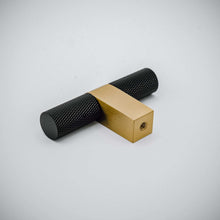 Load image into Gallery viewer, Bold, Black &amp; Gold Knurled Solid Brass Knob
