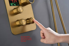 Carregar imagem no visualizador da galeria, 12-inch Or 16-inch Or 6&#39;&#39; Wall-Mount Brushed Gold 3-Way Thermostatic Shower Valve System: Versatile Functionality and Stunning Design
