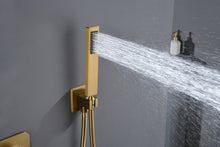 Cargar imagen en el visor de la galería, Brushed Gold Wall-Mounted 3-Way Thermostatic Shower System with Body Jets
