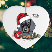 Load image into Gallery viewer, Dachshund Christmas Ornament, Cute Dog with Santa Hat
