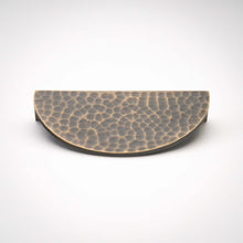 Load image into Gallery viewer, Hammered Demi Lune, Solid Brass Half Moon Cabinet Pulls
