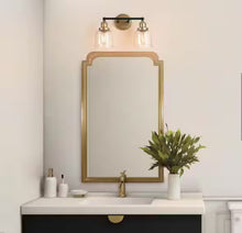 Load image into Gallery viewer, Uolfin Modern Dome Bathroom Vanity Light 2-Light Black and Brass Bell Wall Sconce Light with Clear Glass
