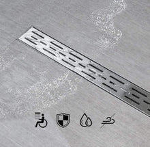 Load image into Gallery viewer, SaniteModar Linear Shower Drain, High Flow Rate Removable Grate Shower Drain 32 inch,Brushed 304 Stainless Steel Linear Drain with Hair Strainer,
