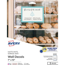 Load image into Gallery viewer, Avery Customizable Removable Wall Decals, 7&quot; x 10&quot;, Matte White, Water Resistant Printable Labels, 3 Blank Wall Decal Stickers (61516)
